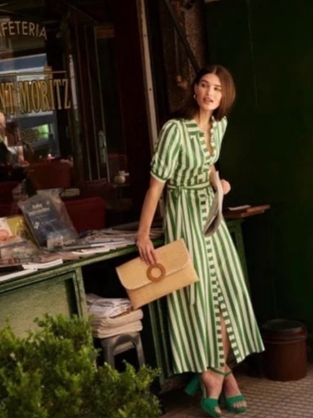 NWT Boden LIBBY Green & White Striped Midi Shirt Dress Sz 10R - Picture 8 of 16